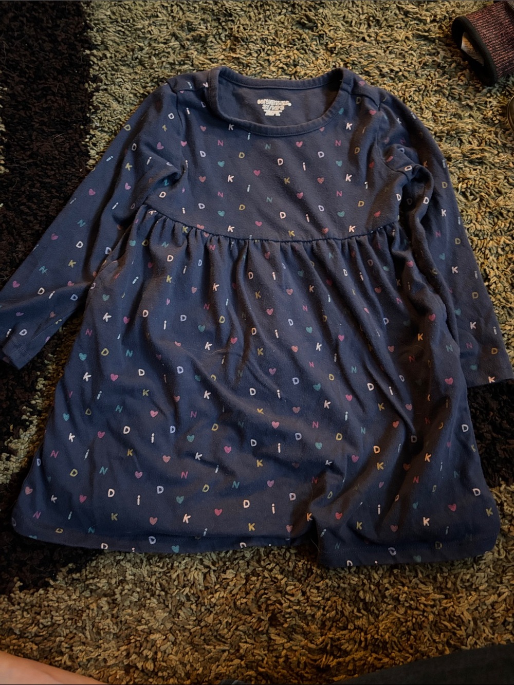 Garanimals Navy Long-Sleeve Dress with Multicolor Hearts & Letters